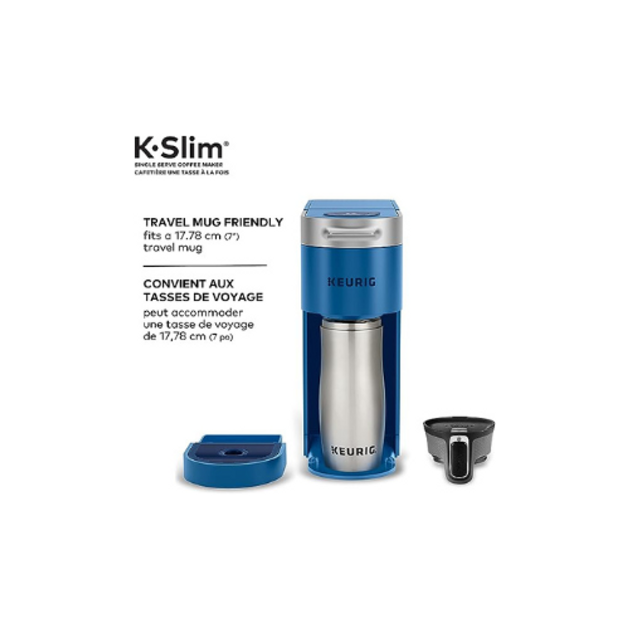 Keurig K-Slim Single Serve K-Cup Pod Coffee Maker, Featuring Simple Push Button Controls And MultiStream Technology, Twilight Blue